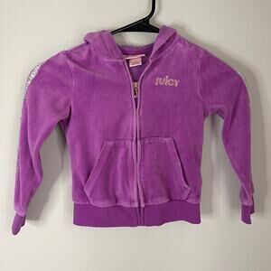 Juicy Couture Purple Gold Velour Stripe Sleeve Jacket (Size 5 Kids)